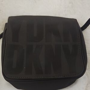 DKNY Black Logo Belt Bag with Subtle Tonal Print